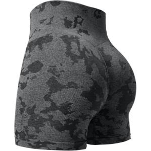 imageYEOREO Women High Waist Workout Yoga Gym Smile Contour Seamless Cycling ShortsBlack Camo