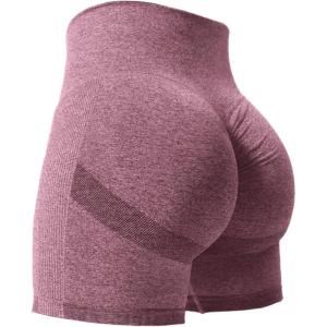 imageYEOREO Women High Waist Workout Yoga Gym Smile Contour Seamless Cycling ShortsBurgundy Marl