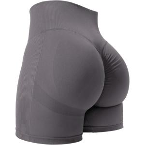 imageYEOREO Women High Waist Workout Yoga Gym Smile Contour Seamless Cycling ShortsDark Grey
