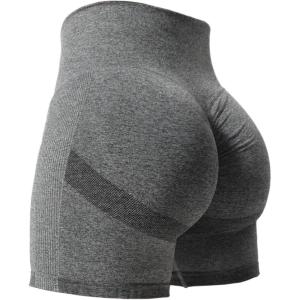 imageYEOREO Women High Waist Workout Yoga Gym Smile Contour Seamless Cycling ShortsDark Grey Marl
