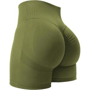 imageYEOREO Women High Waist Workout Yoga Gym Smile Contour Seamless Cycling ShortsKhaki Solid