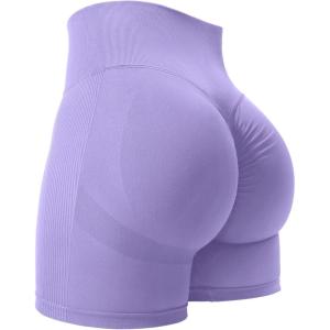 imageYEOREO Women High Waist Workout Yoga Gym Smile Contour Seamless Cycling ShortsLavender