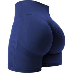 imageYEOREO Women High Waist Workout Yoga Gym Smile Contour Seamless Cycling ShortsNavy Solid