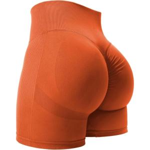 imageYEOREO Women High Waist Workout Yoga Gym Smile Contour Seamless Cycling ShortsOrange Solid