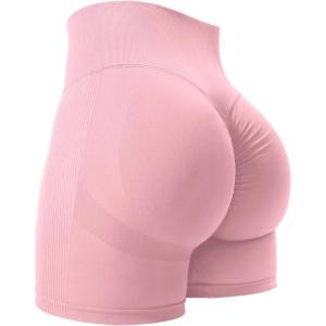 imageYEOREO Women High Waist Workout Yoga Gym Smile Contour Seamless Cycling ShortsPink