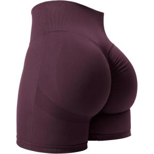 imageYEOREO Women High Waist Workout Yoga Gym Smile Contour Seamless Cycling ShortsPlum