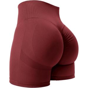 imageYEOREO Women High Waist Workout Yoga Gym Smile Contour Seamless Cycling ShortsScarlet