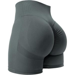 imageYEOREO Women High Waist Workout Yoga Gym Smile Contour Seamless Cycling ShortsStormy Grey