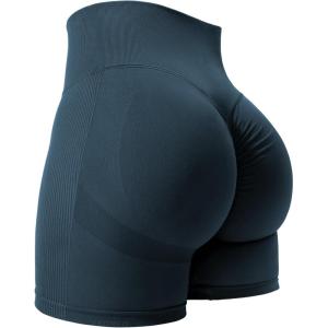 imageYEOREO Women High Waist Workout Yoga Gym Smile Contour Seamless Cycling ShortsTeal Solid