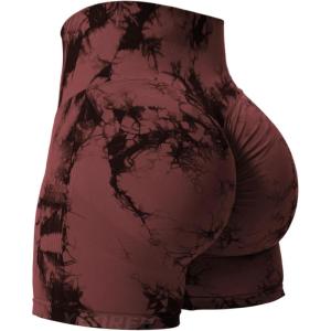 imageYEOREO Women High Waist Workout Yoga Gym Smile Contour Seamless Cycling ShortsTie Dye Russet