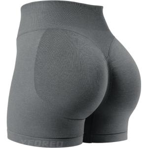 imageYEOREO Workout Shorts for Women Scrunch Butt Lifting 45quot Seamless Impact High Waist Gym Fitness Running ShortsHeather Gray