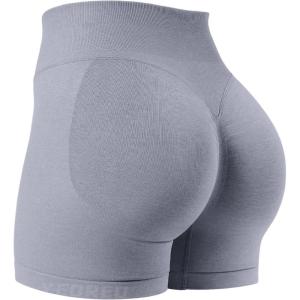 imageYEOREO Workout Shorts for Women Scrunch Butt Lifting 45quot Seamless Impact High Waist Gym Fitness Running ShortsLavender Gray