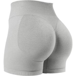 imageYEOREO Workout Shorts for Women Scrunch Butt Lifting 45quot Seamless Impact High Waist Gym Fitness Running ShortsLight Gray