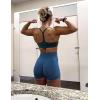 imageYEOREO Seamless High Waisted Shorts for Women Smile Contour Biker Shorts Gym Yoga WorkoutBlue