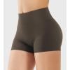 imageYEOREO Womens Biker Shorts 25quot No Front Seam Elysina High Waist Hidden Scrunch Workout Gym Yoga Running ShortsDeep Brown