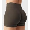 imageYEOREO Womens Biker Shorts 25quot No Front Seam Elysina High Waist Hidden Scrunch Workout Gym Yoga Running ShortsDeep Brown