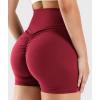 imageYEOREO Workout Biker Shorts for Women 42quot No Front Seam Ericane Scrunch Butt Lifting V High Waist Drawstring Gym Yoga ShortsAnkela Red