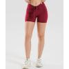 imageYEOREO Workout Biker Shorts for Women 42quot No Front Seam Ericane Scrunch Butt Lifting V High Waist Drawstring Gym Yoga ShortsAnkela Red