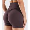 imageYEOREO Workout Biker Shorts for Women 42quot No Front Seam Ericane Scrunch Butt Lifting V High Waist Drawstring Gym Yoga ShortsPlum Brown