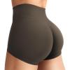 imageYEOREO Womens Biker Shorts 25quot No Front Seam Elysina High Waist Hidden Scrunch Workout Gym Yoga Running ShortsDeep Brown