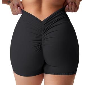 imageYEOREO Daze Workout Shorts Womens Scrunch Butt Gym Shorts for Women V Back Booty Butt Lifting Biker Compression ShortsBlack