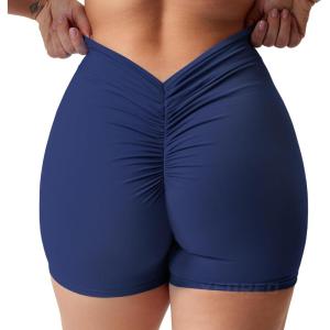 imageYEOREO Daze Workout Shorts Womens Scrunch Butt Gym Shorts for Women V Back Booty Butt Lifting Biker Compression ShortsDeep Blue