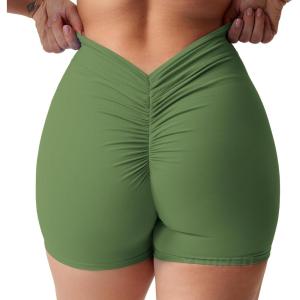 imageYEOREO Daze Workout Shorts Womens Scrunch Butt Gym Shorts for Women V Back Booty Butt Lifting Biker Compression ShortsGreen