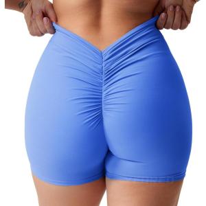 imageYEOREO Daze Workout Shorts Womens Scrunch Butt Gym Shorts for Women V Back Booty Butt Lifting Biker Compression ShortsLight Blue