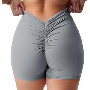 imageYEOREO Daze Workout Shorts Womens Scrunch Butt Gym Shorts for Women V Back Booty Butt Lifting Biker Compression ShortsLight Gray