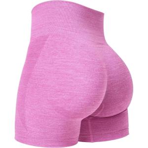 imageYEOREO Seamless High Waisted Shorts for Women Smile Contour Biker Shorts Gym Yoga WorkoutBright Pink