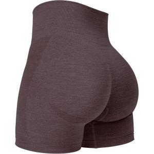 imageYEOREO Seamless High Waisted Shorts for Women Smile Contour Biker Shorts Gym Yoga WorkoutChocolate