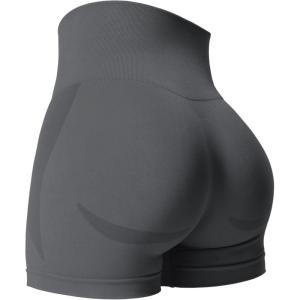 imageYEOREO Seamless High Waisted Shorts for Women Smile Contour Biker Shorts Gym Yoga WorkoutDark Grey