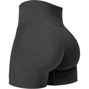 imageYEOREO Seamless High Waisted Shorts for Women Smile Contour Biker Shorts Gym Yoga WorkoutGrey