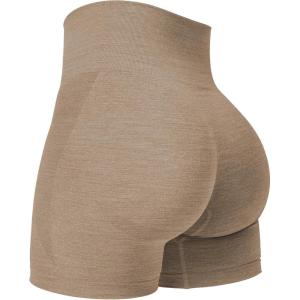 imageYEOREO Seamless High Waisted Shorts for Women Smile Contour Biker Shorts Gym Yoga WorkoutMocha