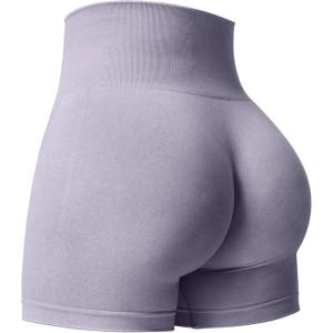 imageYEOREO Seamless High Waisted Shorts for Women Smile Contour Biker Shorts Gym Yoga WorkoutPlain Light Grey