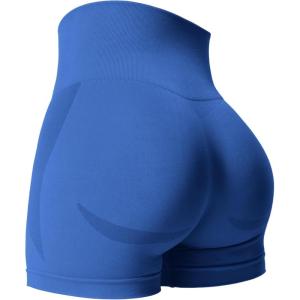 imageYEOREO Seamless High Waisted Shorts for Women Smile Contour Biker Shorts Gym Yoga WorkoutRoyal Blue