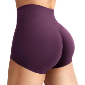 imageYEOREO Womens Biker Shorts 25quot No Front Seam Elysina High Waist Hidden Scrunch Workout Gym Yoga Running ShortsBlack Cherry