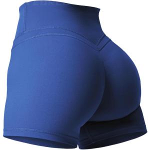imageYEOREO Workout Biker Shorts for Women Athletic Scrunch Butt High Waisted Running Gym Shorts Yoga Tummy Control SpandexBlue