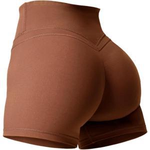 imageYEOREO Workout Biker Shorts for Women Athletic Scrunch Butt High Waisted Running Gym Shorts Yoga Tummy Control SpandexCherry Mahogany