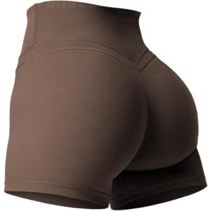 imageYEOREO Workout Biker Shorts for Women Athletic Scrunch Butt High Waisted Running Gym Shorts Yoga Tummy Control SpandexCoffee