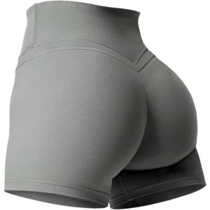 imageYEOREO Workout Biker Shorts for Women Athletic Scrunch Butt High Waisted Running Gym Shorts Yoga Tummy Control SpandexLight Grey