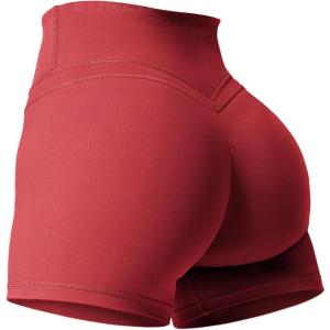 imageYEOREO Workout Biker Shorts for Women Athletic Scrunch Butt High Waisted Running Gym Shorts Yoga Tummy Control SpandexMaroon