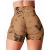 imageYEOREO Scrunch Workout Shorts Butt Lifting Jada Shorts Tie Dye Seamless Gym Biker Screen Print 36quot Training ShortsYellow Brown