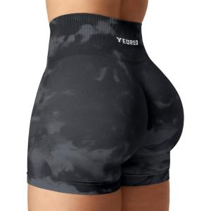 imageYEOREO Scrunch Workout Shorts Butt Lifting Jada Shorts Tie Dye Seamless Gym Biker Screen Print 36quot Training ShortsBlack