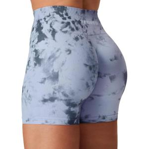 imageYEOREO Scrunch Workout Shorts Butt Lifting Jada Shorts Tie Dye Seamless Gym Biker Screen Print 36quot Training ShortsGrey Blue