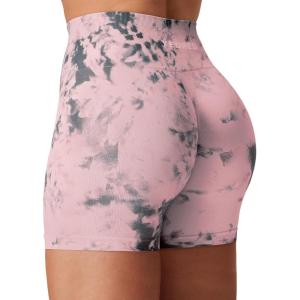 imageYEOREO Scrunch Workout Shorts Butt Lifting Jada Shorts Tie Dye Seamless Gym Biker Screen Print 36quot Training ShortsPink