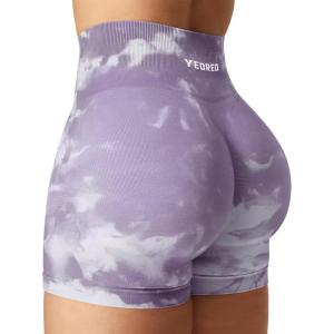 imageYEOREO Scrunch Workout Shorts Butt Lifting Jada Shorts Tie Dye Seamless Gym Biker Screen Print 36quot Training ShortsViolet