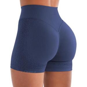 imageYEOREO Workout Shorts Women 45quot Biker Gym Shorts Suthleah Tummy Control Seamless Scrunch Butt Lifting Running Yoga ShortsDeep Blue