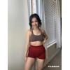 imageYEOREO Women Seamless Scrunch Workout Shorts High Waisted Intensify Running Gym Yoga WorkoutScarlet