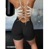 imageYEOREO Workout Scrunch Shorts Women V Back Gym Butt Lifting Liz High Waisted Seamless ShortsBlack